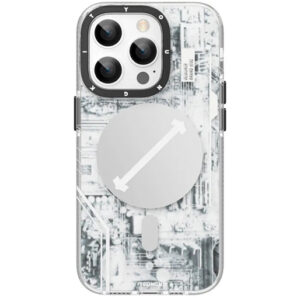 Youngkit Futuristic Circuit Upgraded Anti-Drop Impact Magsafe Case for IP14 Pro Max - White