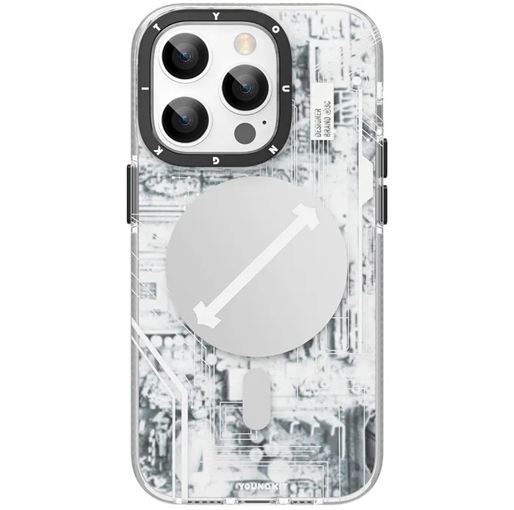 Youngkit Futuristic Circuit Upgraded Anti-Drop Impact Magsafe Case for iPhone14 Pro - White