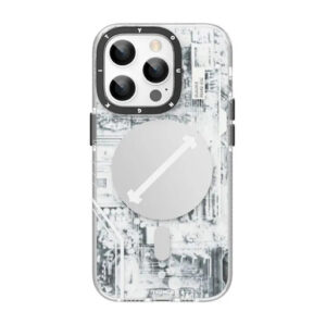 Youngkit Futuristic Circuit Upgraded Anti-Drop Impact Magsafe Case for IP14 -White