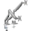 GadgetsON Ggo-2069 Gas Spring Aluminum Dual Monitor Arm, Stand And Mount For Gaming And Office Use, 17″ – 32″, Each Arm Up To 9 Kg, Silver