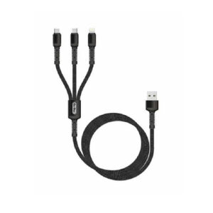 3-In-1 USB Data Sync Fast Charging Cable Black