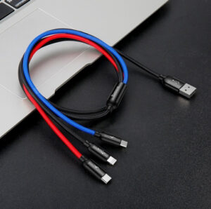 Baseus CAMLT-BSY01 Three Primary Colors 3-in-1 Cable USB For M+L+T 3.5A 1.2M Black