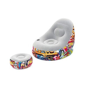 Bestway Inflatable Furniture Living Room Modern PVC Recliner Sofa Chair Graffiti Comfort Cruiser A 75076 (121x100x86cm Multicolor)