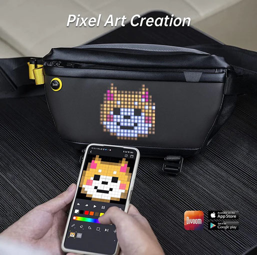 DIVOOM PIXOO SLINGBAG WITH LED DISPLAY CROSSBODY WATERPROOF SHOULDER CHEST BACKPACK - BLACK