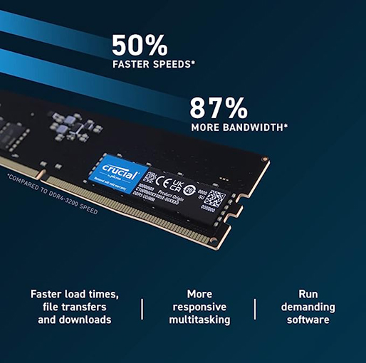 Crucial RAM 8GB DDR5 4800MT/s CL40 Desktop Memory