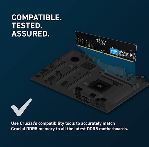 Crucial RAM 8GB DDR5 4800MT/s CL40 Desktop Memory