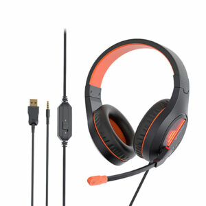 Meetion MT-HP021 Stereo Gaming Headset with Mic Backlit – Black Orange