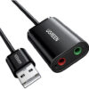 UGREEN USB to Audio Jack Sound Card Adapter with Dual TRS 3-Pole Headphone and Microphone USB to Aux 3.5mm External Audio Converter for Windows Mac Linux PC Laptops Desktops PS5 Headsets Black a