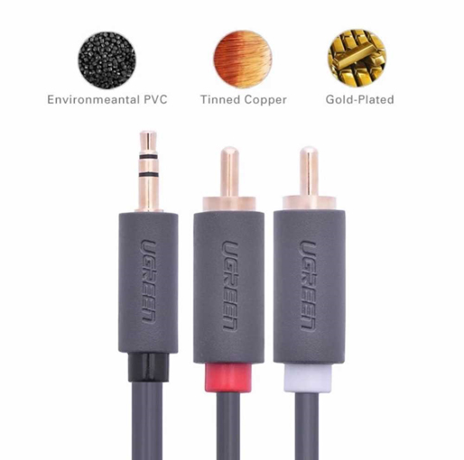 Ugreen AV102-10513 3.5mm Male to 2RCA Male Audio Cable, 5 Meter