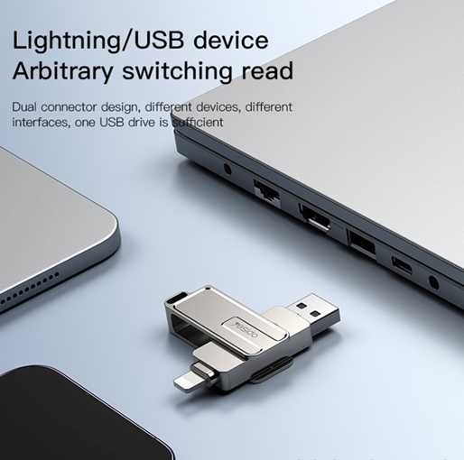 Yesido 128GB FL16 USB+8 Pin 2 in 1 USB Flash Drive with OTG Function