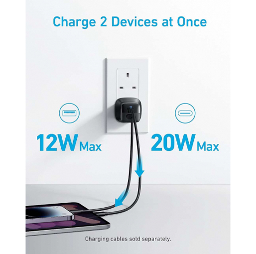 ANKER 323 CHARGER WITH 322 USB C TO USB C CABLE 33W 3FT