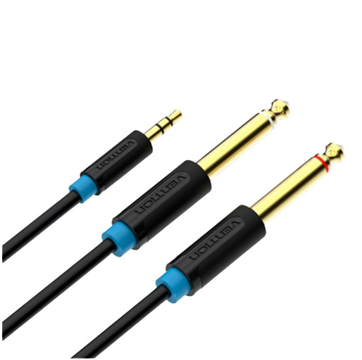 vention 3.5mm Male to 2*6.5mm Male Audio Cable 1M Black Model BACBF