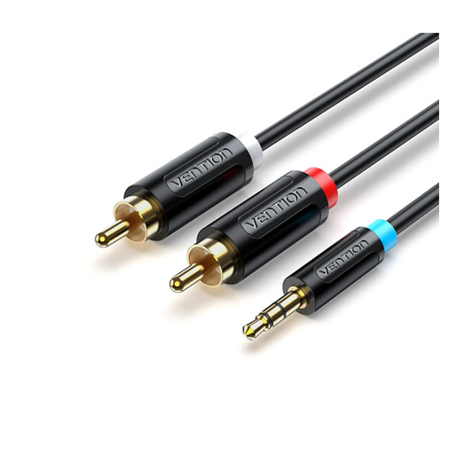 vention 3.5MM Male to 2-Male RCA Adapter Cable 2M Black Model BCLBH