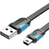vention Flat USB2.0 A Male to Mini 5 Pin Male Cable, Fast Charging & Data Transfer 480 Mbps, Nickel-Plated Steel Interface, For Mobile/Digital Camera/HDD/MP3/MP4, 1.5 Meter, Black | VAS-A14-B150