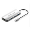 vention USB-C to HDMI/USB 3.0 x3/RJ45/PD Docking Station 0.15M Gray Aluminum Alloy Type