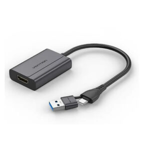 vention USB-C + USB-A to HDMI Adapter 0.15M Gray Aluminium Alloy Type