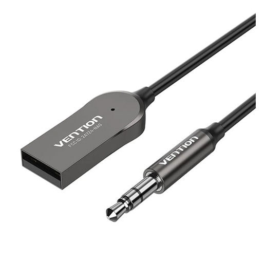 vention USB Car Bluetooth5.0 Audio Receiver With Coiled Cable 1.5M Gray Zinc Alloy Type