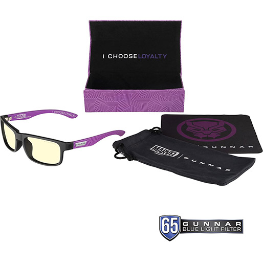 GUNNAR Enigma, Marvel Black Panther Edition with GUNNAR-Focus, Amber Lens, 65% Blue Light and 100% UV Protection, ENI-12101